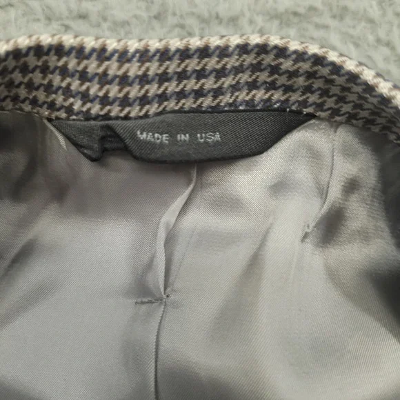 Brooks Brothers Custom Tailored Men's 48 Blazer Sports Coat Silver Houndstooth